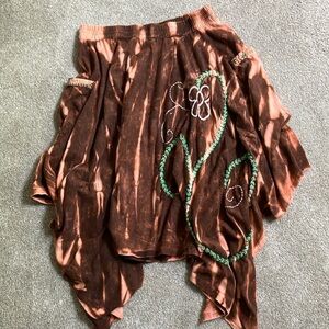 Woman’s Rising International cotton skirt bohemian hippie tie dyed embroidered S